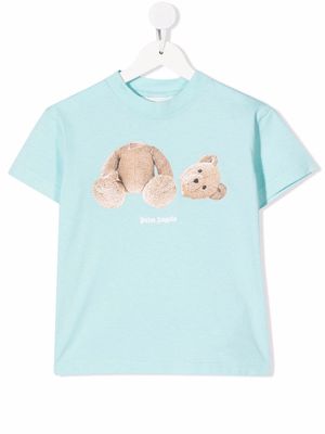 Palm Angels Kids teddy bear print T-shirt - Blue