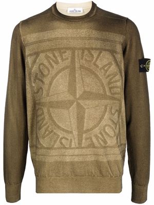 Stone Island logo-print wool jumper - Green