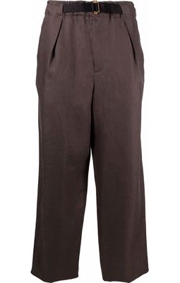 Agnona straight-leg belted-waist trousers - Brown