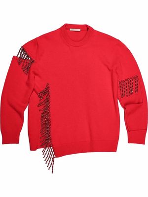 Christopher Kane crystal cupchain wool jumper - Red