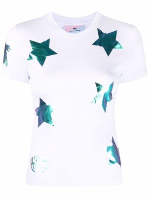 Chiara Ferragni glitter star print T-shirt - White