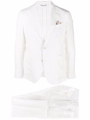 Manuel Ritz brooch-detail linen suit - White