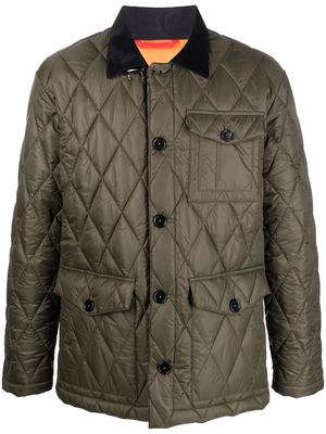 Fay velvet-collar quilted jacket - Green