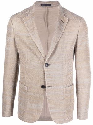 Emporio Armani notched-lapels single-breasted blazer - Brown