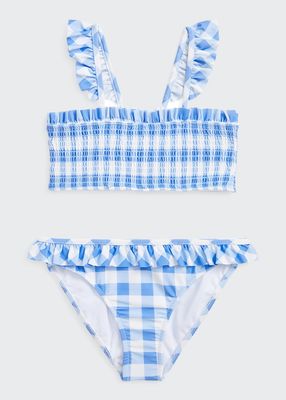 Girl's Gingham Two-Piece Swimsuit, Size 2-4