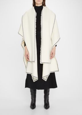 Scarf-Neck Wool Cape
