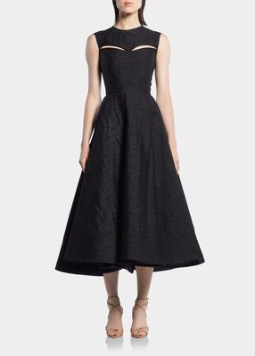 Restless Bustier Cutout Tea-Length Dress
