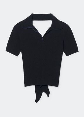 Bagnu Open-Back Crop Polo Shirt