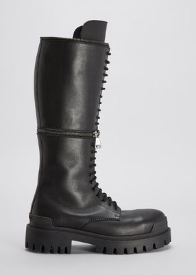 Master Leather Tall Zip Combat Boots