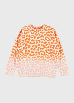 Girl's Maxi Gradient Leopard Sweatshirt, Size 3-6