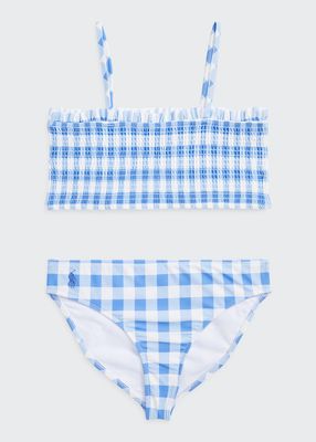 Girl's Gingham Two-Piece Swimsuit, Size 7-14