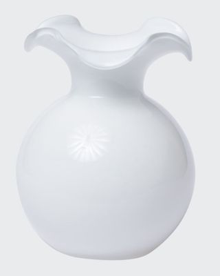 Hibiscus Glass Small Fluted Vase, White
