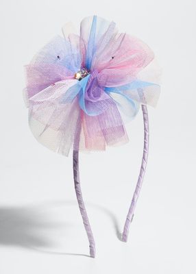Girl's Tulle Flower Crystal Embellished Headband