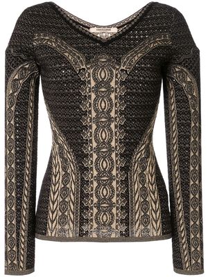 Roberto Cavalli Henna tattoo jacquard sweater - Black