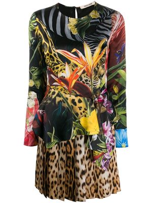 Roberto Cavalli Paradise Found print satin dress - Multicolour