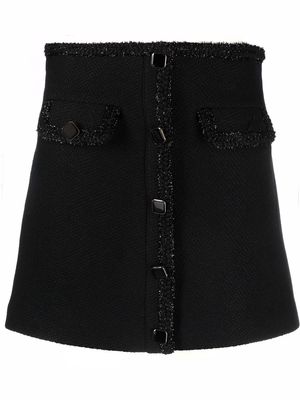 Self-Portrait high-waisted tweed mini skirt - Black