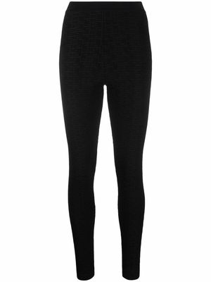 Balmain monogram-pattern knitted leggings - Black