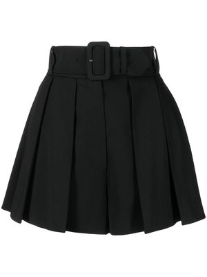 Patou logo-waistband pleated shorts - Black