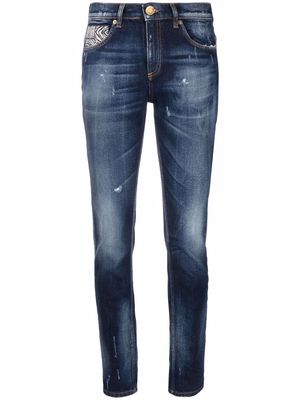 Roberto Cavalli Animalier-patch skinny jeans - Blue