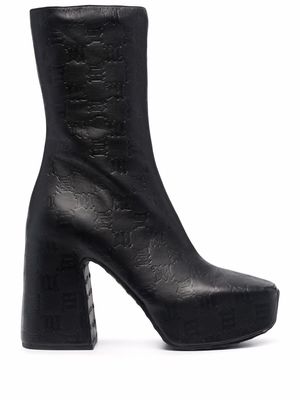 MISBHV monogram-embossed high-heel boots - Black