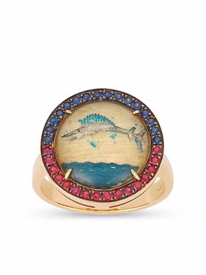 Francesca Villa 18kt yellow gold In The Blue sapphire and ruby ring
