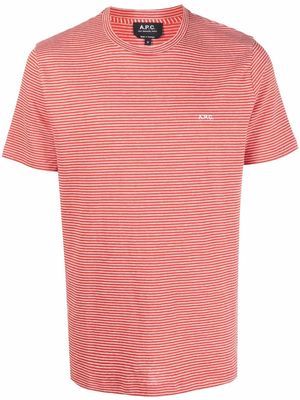 A.P.C. Guillermo fine-striped T-shirt - Red