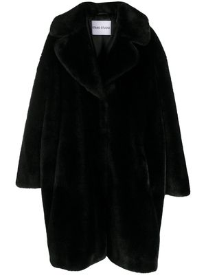 STAND STUDIO Camille Cocoon teddy style coat - Black
