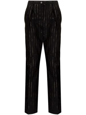 Saint Laurent lurex-pinstripe high-waisted tailored trousers - Black
