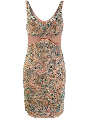 Roberto Cavalli Bandana Embellished Cut Out Dress - Neutrals