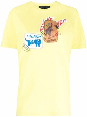 Dsquared2 patch-detail cotton T-Shirt - Yellow