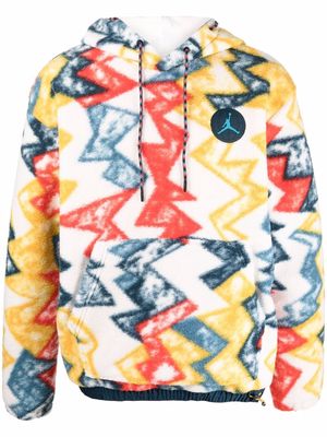 Nike abstract-print textured hoodie - White