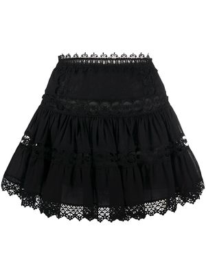 Charo Ruiz Ibiza broderie-trimmed poplin skirt - Black