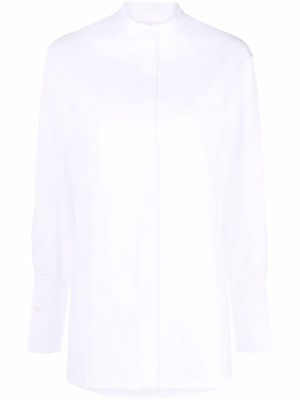 MILA SCHON band-collar button-front tailored shirt - White