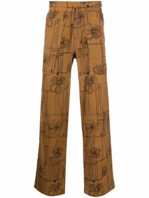 Andersson Bell floral sketch-print trousers - Brown