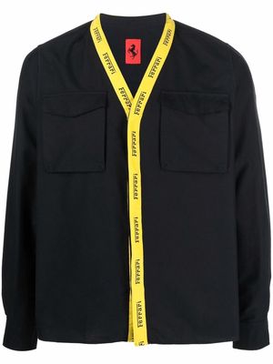 Ferrari logo-trim collarless shirt - Black