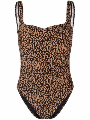 Nanushka leopard-print sweetheart-neckline one-piece - Brown