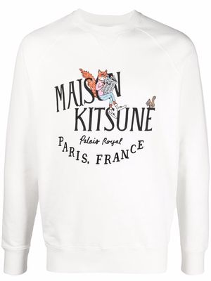 Maison Kitsuné logo-print knit jumper - White