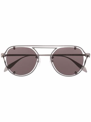 Alexander McQueen metallic round-frame sunglasses - Grey