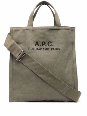 A.P.C. logo-print tote bag - Green