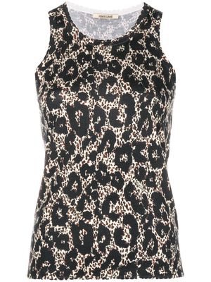 Roberto Cavalli Sleeveless leopard print top - Black