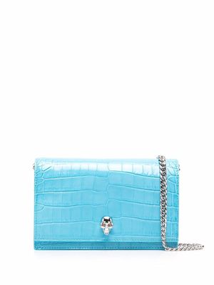 Alexander McQueen crocodile-effect leather satchel bag - Blue