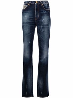 Roberto Cavalli Animalier-patch bootcut jeans - Blue