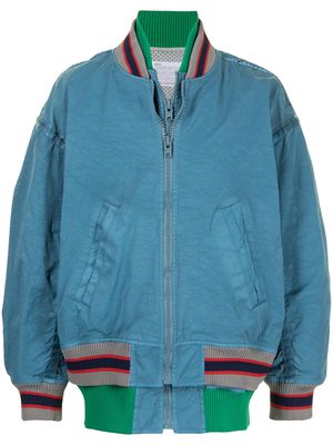 Kolor striped rib bomber jacket - Blue