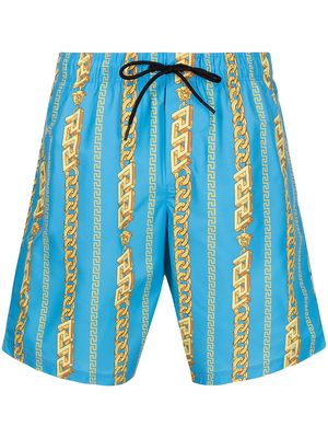 Versace chain-print swim shorts - Blue