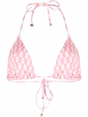 Nanushka check halterneck bikini top - Pink