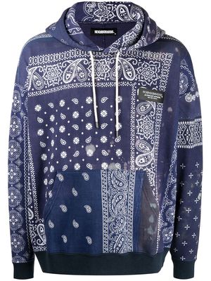 Neighborhood bandana-print pullover hoodie - Blue