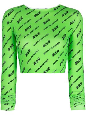 Ground Zero logo-print cropped T-shirt - Green