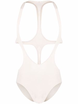 Rick Owens cut-out ribbed swimsuit - White