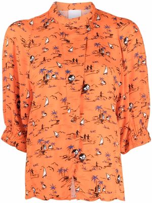Merci sailing-print blouse - Orange