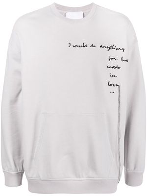 Ports V slogan-print crew neck sweatshirt - Grey